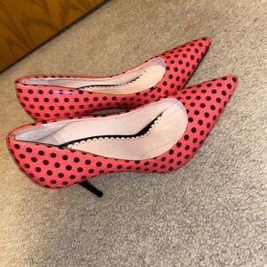Madison Pink and Black Polka Dot Pointed Toe Stiletto Heels